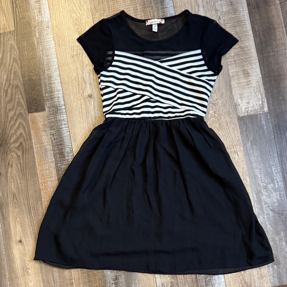Speechless Black and White Striped Girls' Casual Dress